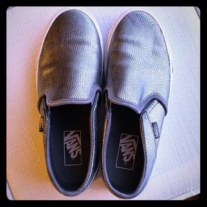 Vans Slip On— US woman size 7. Metallic Grey.